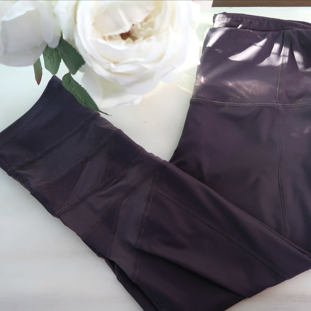 Apana Capri Mesh Workout Leggings Plum M